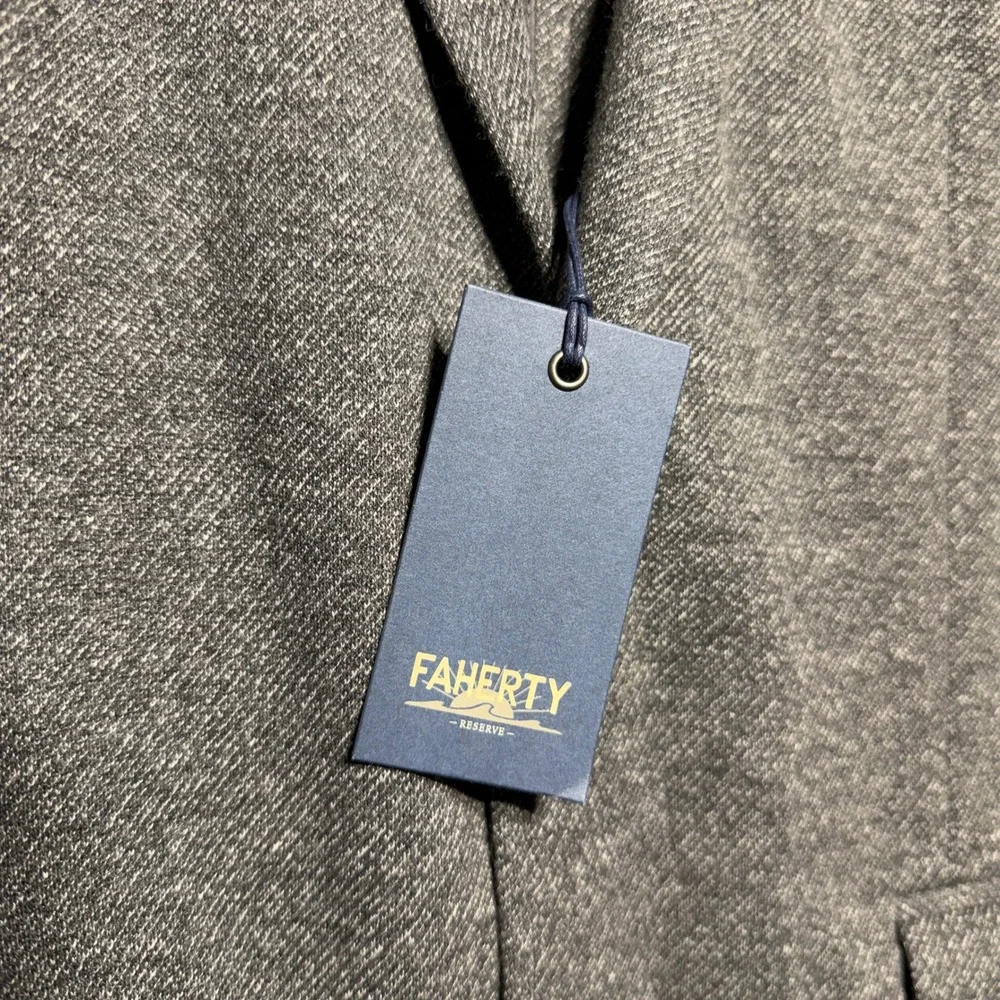 Faherty Blazer Mens XL Gray Solid Ideal Blazer MTF1902-GRY Reserve Knit Japan